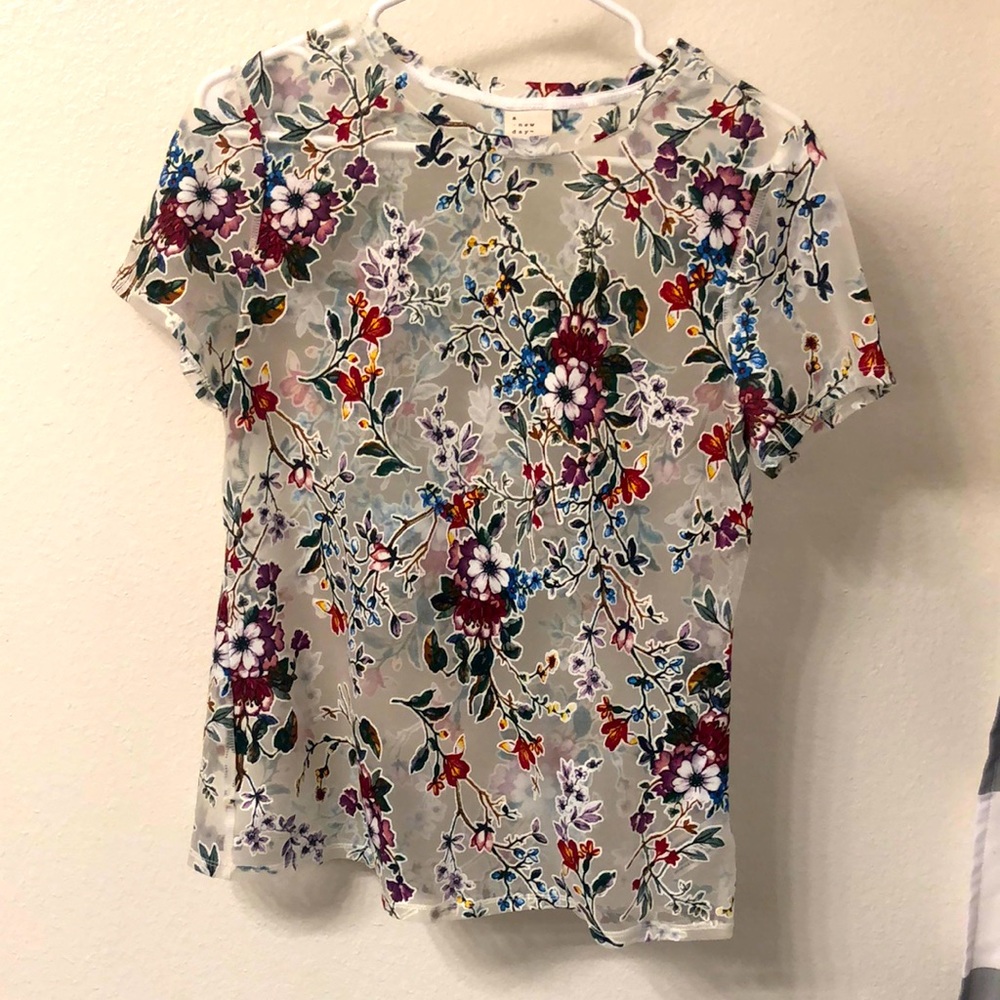 A New Day Mesh Floral Multicolored Top